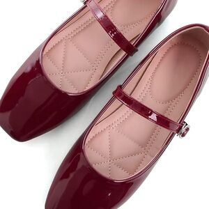 Burgundy Mary Jane Balley Flats